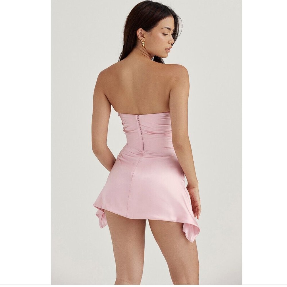 HOUSE OF CB 'Jasmine' Rose Pink Draped Strapless Corset Dress NWOT - Picture 6 of 17